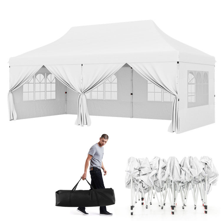 🎊【Hot sale】🎊10x20Pop up Canopy Tent with 6 sidewalls Commercial Heavy Duty Canopy UPF 50+ All Weather Waterproof Outdoor Wedding Party Tents