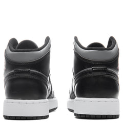 Air Jordan 1 Mid (GS) - Black/Gym Red/Particle Grey