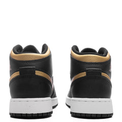 Air Jordan 1 Mid (GS) - Black/Metallic Gold/White
