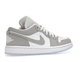 Women’s Jordan 1 Low Wolf Grey DC0774-105 White Leather Sneakers