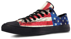 Retro American Flag Black Lowtop Sneaker