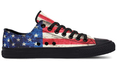 Retro American Flag Black Lowtop Sneaker