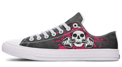 Pink Skull with Dumbbell White Lowtop Sneaker