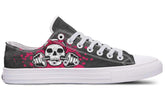 Pink Skull with Dumbbell White Lowtop Sneaker