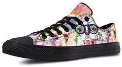 Watercolor Flower with Dog pattern Lowtop Sneaker