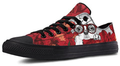 Red Rose Flower with Dog pattern Lowtop Sneaker