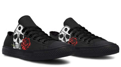 Rose In A Skull Black Lowtop Sneaker