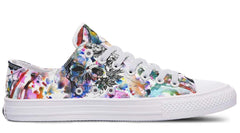 Watercolor Skull Pattern Black Lowtop Sneaker