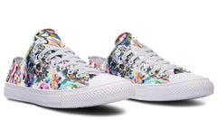 Watercolor Skull Pattern Black Lowtop Sneaker