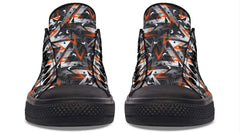 Orange Polygon Pattern Black Lowtop Sneaker