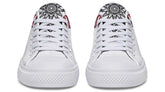 Red Rose Black Skull Art White Lowtop Sneaker