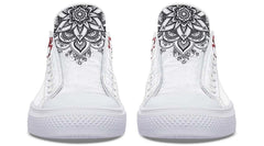 Red Rose Black Skull Art White Lowtop Sneaker