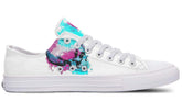 Skull Side Art Watercolor White Lowtop Sneaker