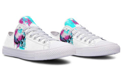 Skull Side Art Watercolor White Lowtop Sneaker