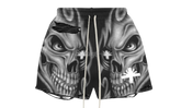 Vertabrae Skull Storm Distressed Black Shorts