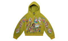 We Are Righteous Risen King Green Cropped Zip-Up Hoodie