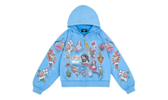 We Are Righteous Risen King Blue Cropped Zip-Up Hoodie