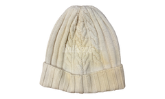 Moncler Cable-Knit Logo White Beanie (PreOwned)