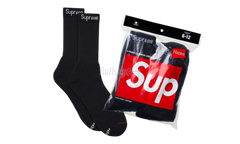Supreme Hanes Crew Socks (4 Pack) Black