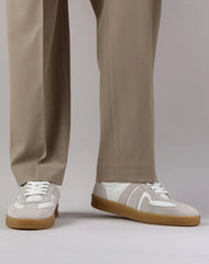 Low sneakers in nappa leather with suede calf leather insert