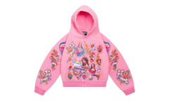We Are Righteous Risen King Pink Cropped Zip-Up Hoodie