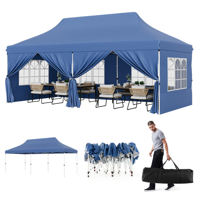 🎊【Hot sale】🎊10x20Pop up Canopy Tent with 6 sidewalls Commercial Heavy Duty Canopy UPF 50+ All Weather Waterproof Outdoor Wedding Party Tents