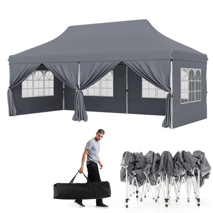 🎊【Hot sale】🎊10x20Pop up Canopy Tent with 6 sidewalls Commercial Heavy Duty Canopy UPF 50+ All Weather Waterproof Outdoor Wedding Party Tents