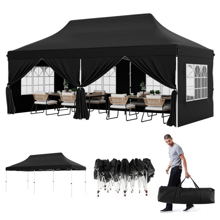 🎊【Hot sale】🎊10x20Pop up Canopy Tent with 6 sidewalls Commercial Heavy Duty Canopy UPF 50+ All Weather Waterproof Outdoor Wedding Party Tents