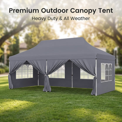 🎊【Hot sale】🎊10x20Pop up Canopy Tent with 6 sidewalls Commercial Heavy Duty Canopy UPF 50+ All Weather Waterproof Outdoor Wedding Party Tents