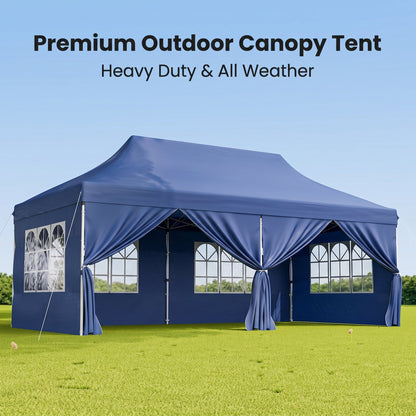 🎊【Hot sale】🎊10x20Pop up Canopy Tent with 6 sidewalls Commercial Heavy Duty Canopy UPF 50+ All Weather Waterproof Outdoor Wedding Party Tents