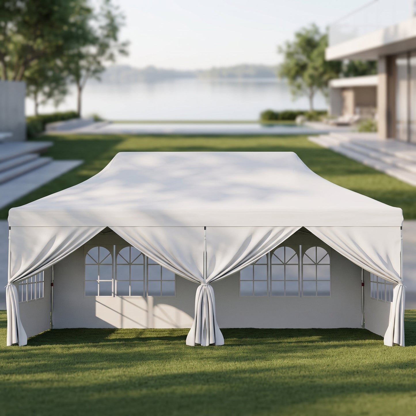 🎊【Hot sale】🎊10x20Pop up Canopy Tent with 6 sidewalls Commercial Heavy Duty Canopy UPF 50+ All Weather Waterproof Outdoor Wedding Party Tents