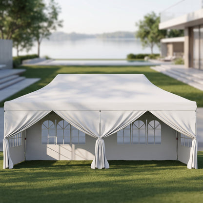 🎊【Hot sale】🎊10x20Pop up Canopy Tent with 6 sidewalls Commercial Heavy Duty Canopy UPF 50+ All Weather Waterproof Outdoor Wedding Party Tents
