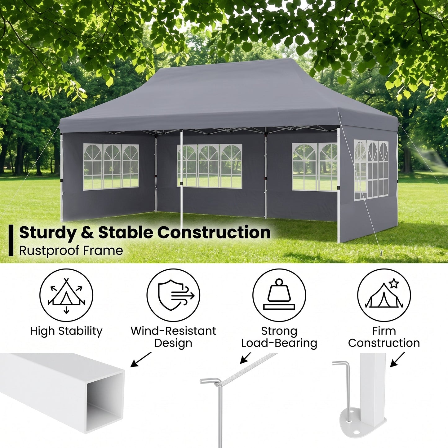 🎊【Hot sale】🎊10x20Pop up Canopy Tent with 6 sidewalls Commercial Heavy Duty Canopy UPF 50+ All Weather Waterproof Outdoor Wedding Party Tents