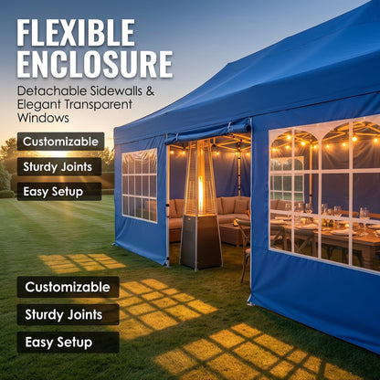 🎊【Hot sale】🎊10x20Pop up Canopy Tent with 6 sidewalls Commercial Heavy Duty Canopy UPF 50+ All Weather Waterproof Outdoor Wedding Party Tents