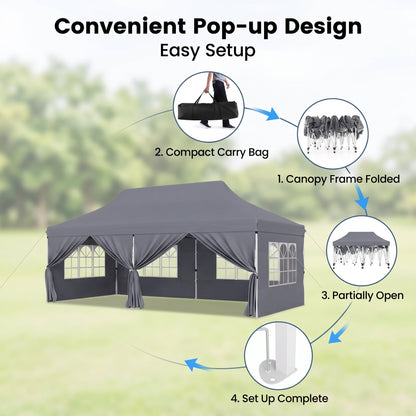 🎊【Hot sale】🎊10x20Pop up Canopy Tent with 6 sidewalls Commercial Heavy Duty Canopy UPF 50+ All Weather Waterproof Outdoor Wedding Party Tents