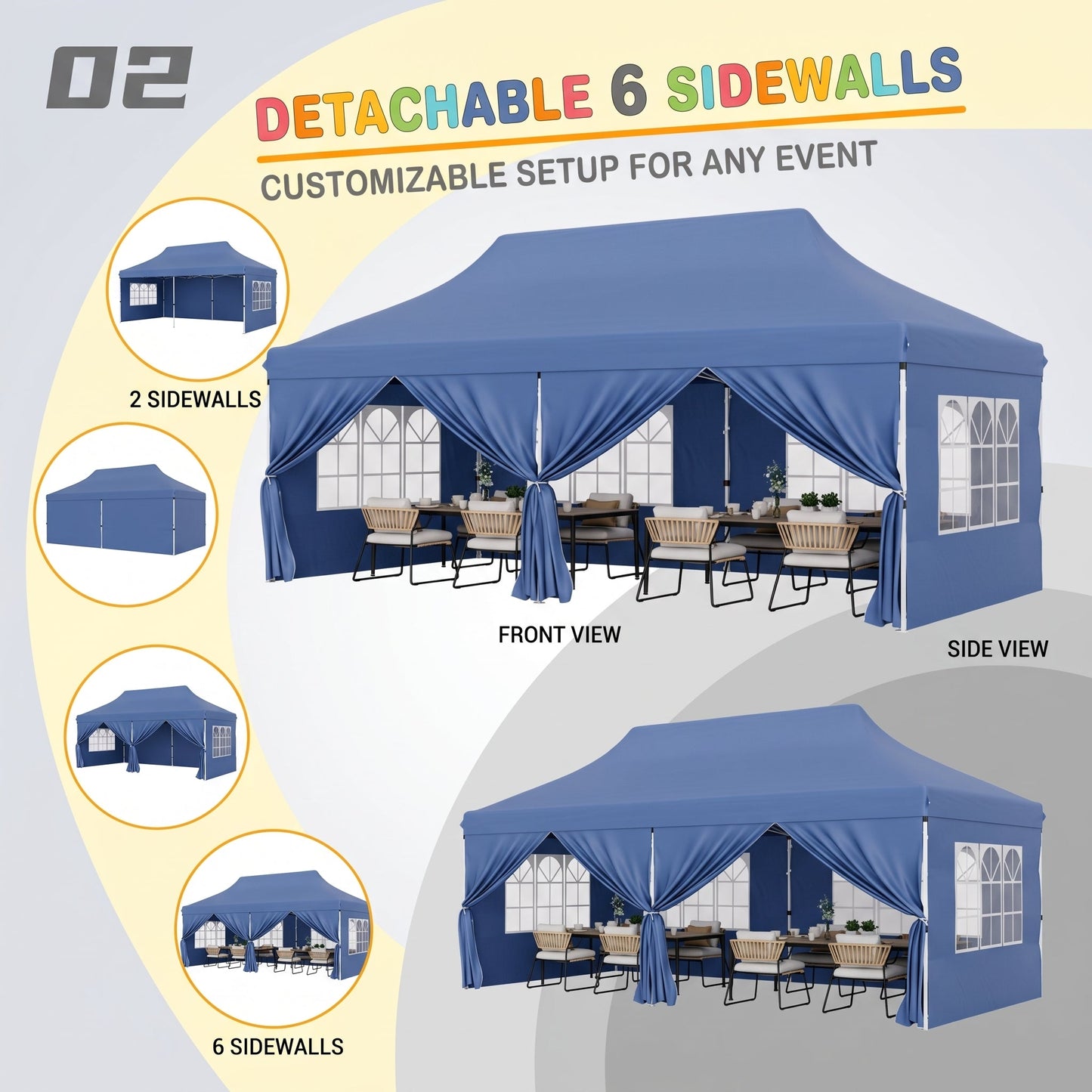 🎊【Hot sale】🎊10x20Pop up Canopy Tent with 6 sidewalls Commercial Heavy Duty Canopy UPF 50+ All Weather Waterproof Outdoor Wedding Party Tents