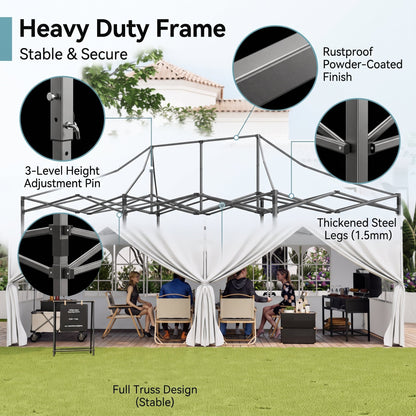 🎊【Hot sale】🎊10x20Pop up Canopy Tent with 6 sidewalls Commercial Heavy Duty Canopy UPF 50+ All Weather Waterproof Outdoor Wedding Party Tents