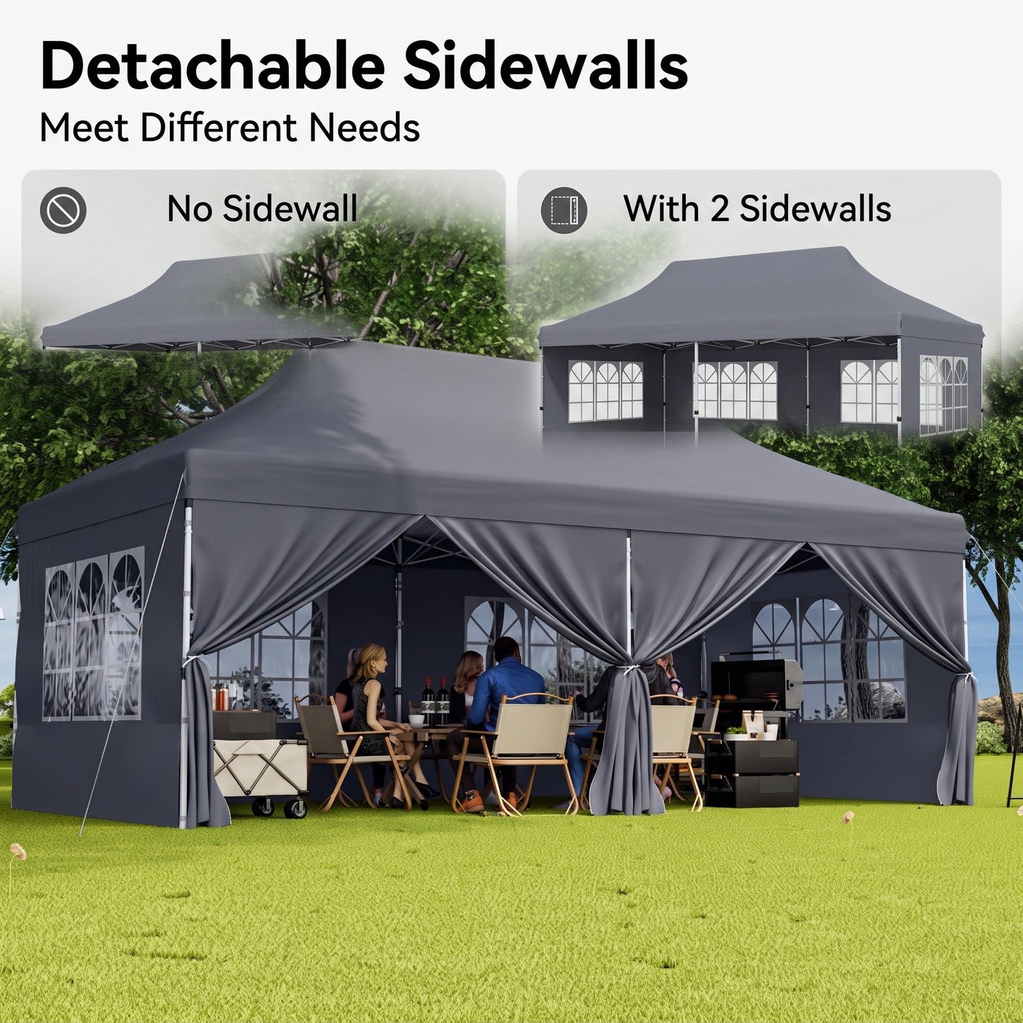 🎊【Hot sale】🎊10x20Pop up Canopy Tent with 6 sidewalls Commercial Heavy Duty Canopy UPF 50+ All Weather Waterproof Outdoor Wedding Party Tents