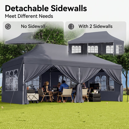 🎊【Hot sale】🎊10x20Pop up Canopy Tent with 6 sidewalls Commercial Heavy Duty Canopy UPF 50+ All Weather Waterproof Outdoor Wedding Party Tents