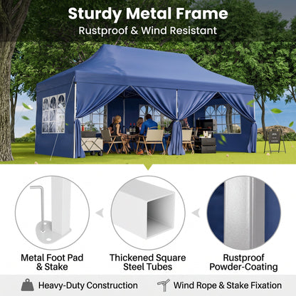 🎊【Hot sale】🎊10x20Pop up Canopy Tent with 6 sidewalls Commercial Heavy Duty Canopy UPF 50+ All Weather Waterproof Outdoor Wedding Party Tents