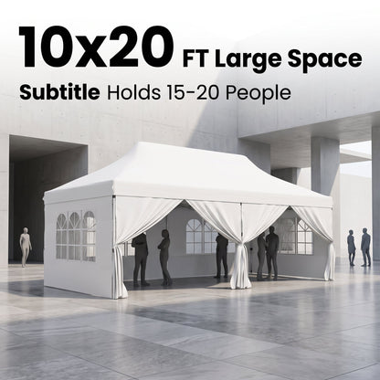 🎊【Hot sale】🎊10x20Pop up Canopy Tent with 6 sidewalls Commercial Heavy Duty Canopy UPF 50+ All Weather Waterproof Outdoor Wedding Party Tents