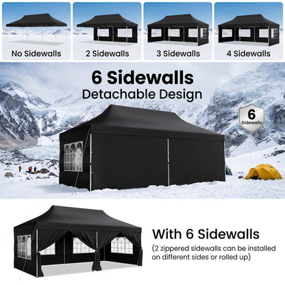 🎊【Hot sale】🎊10x20Pop up Canopy Tent with 6 sidewalls Commercial Heavy Duty Canopy UPF 50+ All Weather Waterproof Outdoor Wedding Party Tents
