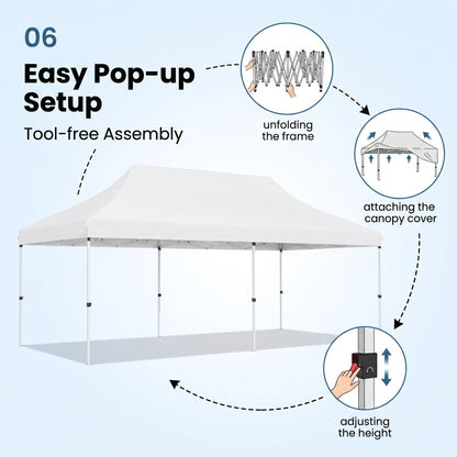 🎊【Hot sale】🎊10x20Pop up Canopy Tent with 6 sidewalls Commercial Heavy Duty Canopy UPF 50+ All Weather Waterproof Outdoor Wedding Party Tents