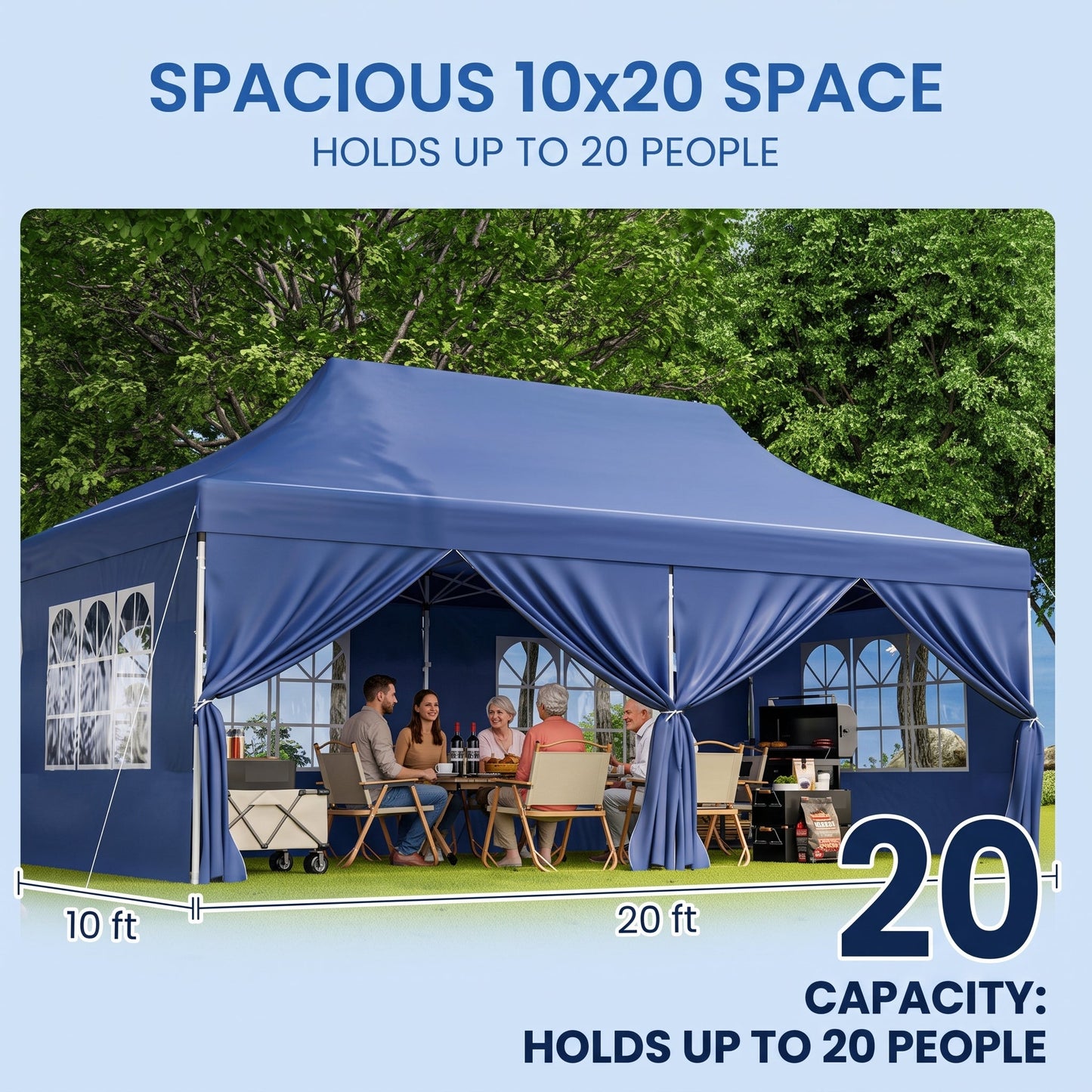🎊【Hot sale】🎊10x20Pop up Canopy Tent with 6 sidewalls Commercial Heavy Duty Canopy UPF 50+ All Weather Waterproof Outdoor Wedding Party Tents