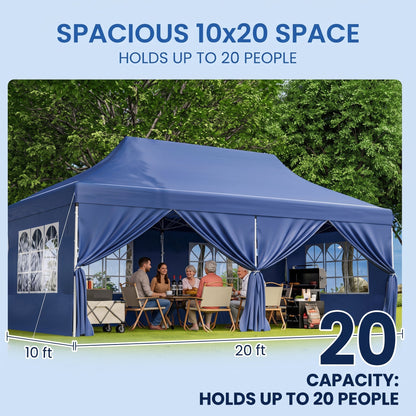 🎊【Hot sale】🎊10x20Pop up Canopy Tent with 6 sidewalls Commercial Heavy Duty Canopy UPF 50+ All Weather Waterproof Outdoor Wedding Party Tents