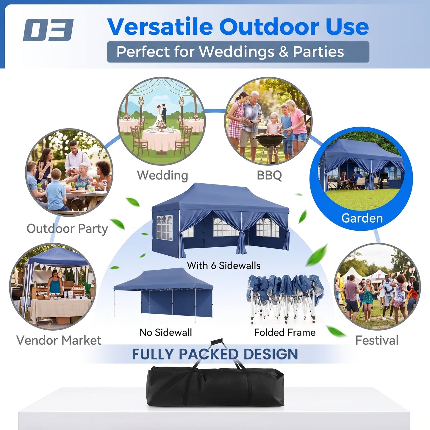 🎊【Hot sale】🎊10x20Pop up Canopy Tent with 6 sidewalls Commercial Heavy Duty Canopy UPF 50+ All Weather Waterproof Outdoor Wedding Party Tents