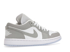 Women’s Jordan 1 Low Wolf Grey DC0774-105 White Leather Sneakers