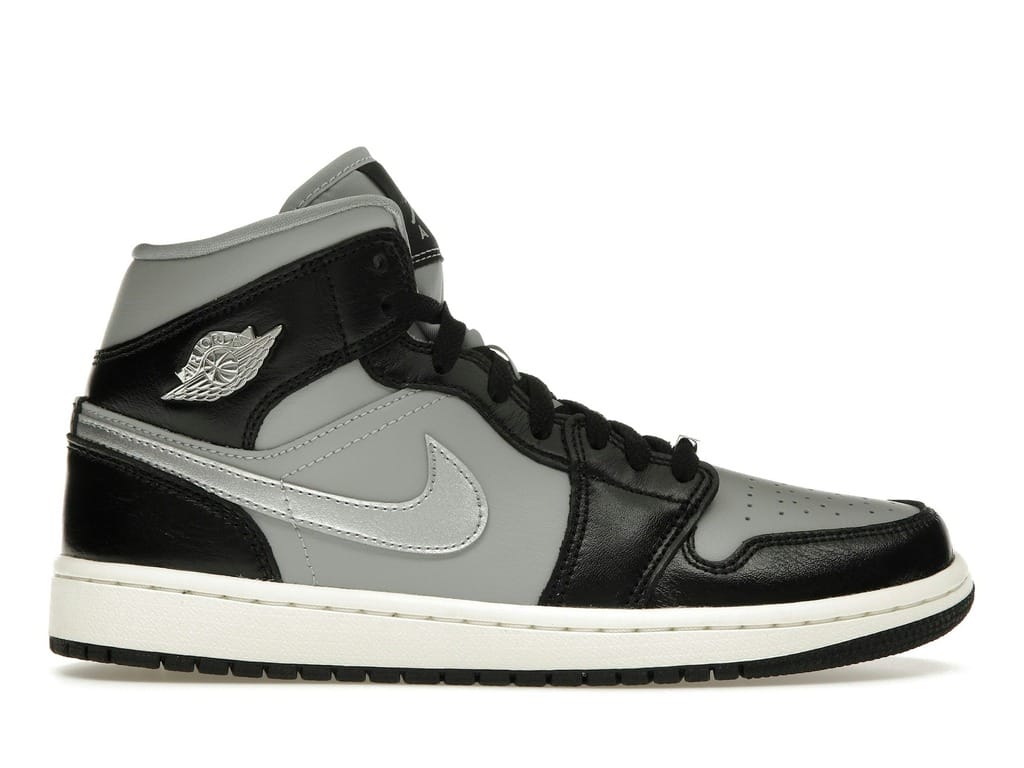 Women’s Jordan 1 Mid SE Black Metallic Silver Sneakers – FB9892-002