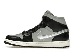 Women’s Jordan 1 Mid SE Black Metallic Silver Sneakers – FB9892-002