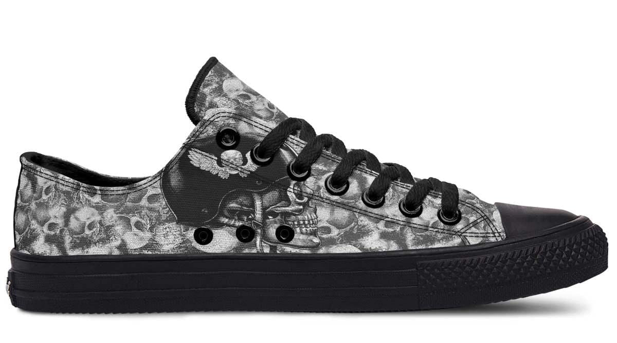 Skull Rider Pattern Black Lowtop Sneaker